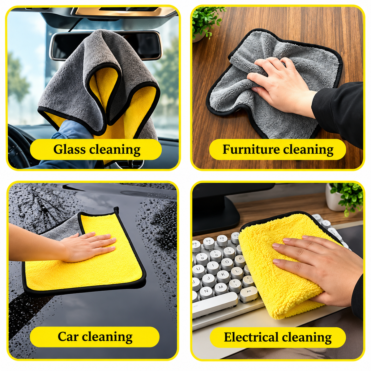 600 GSM Premium Microfiber Cleaning Cloth 40x60 cm | Super Soft, Scratch Free, Highly Absorbent