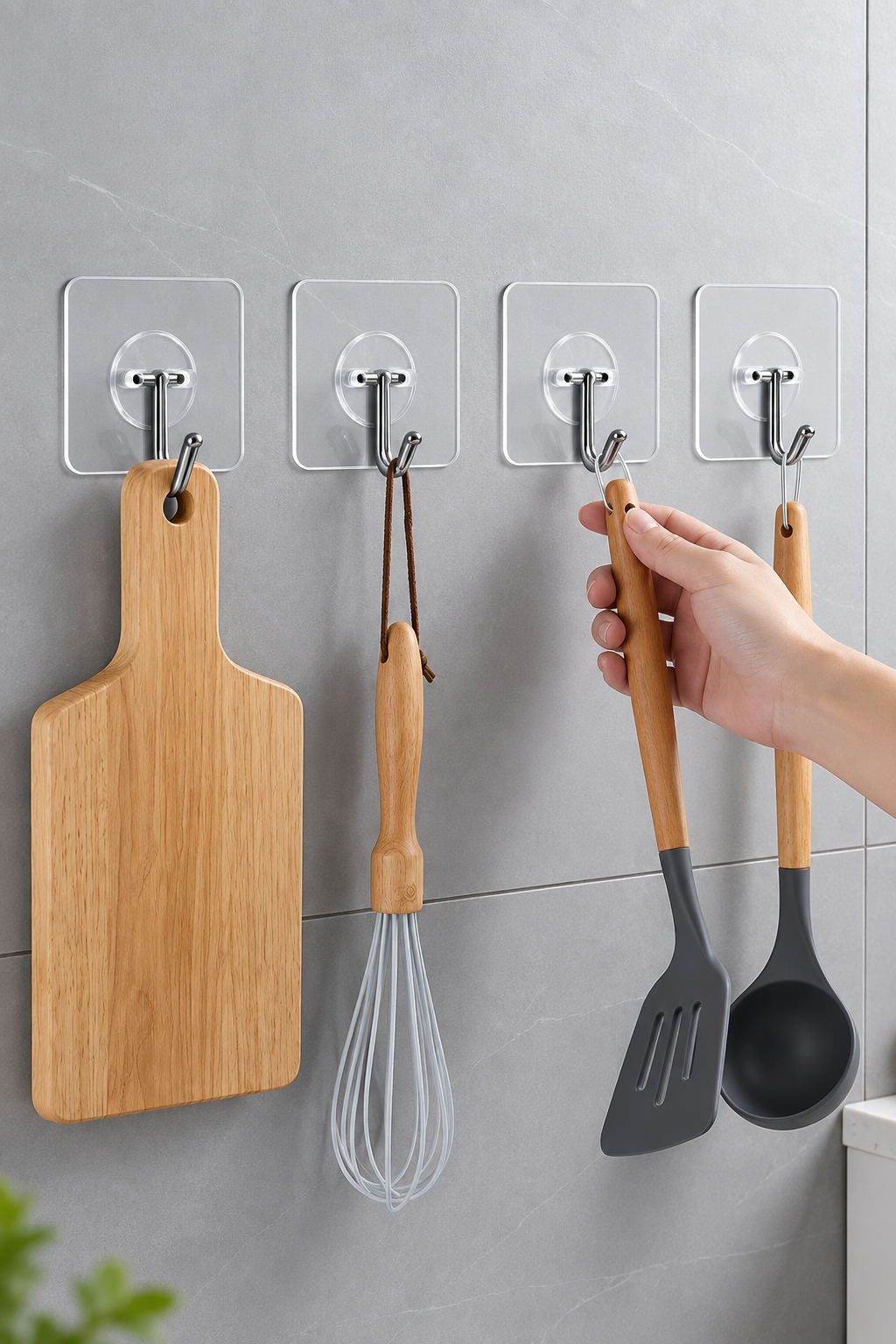 10-Piece Transparent Adhesive Wall Hooks – Heavy Duty No-Drill Self-Adhesive Hooks for Kitchen, Bathroom & Home Organization | Waterproof & Strong Hold